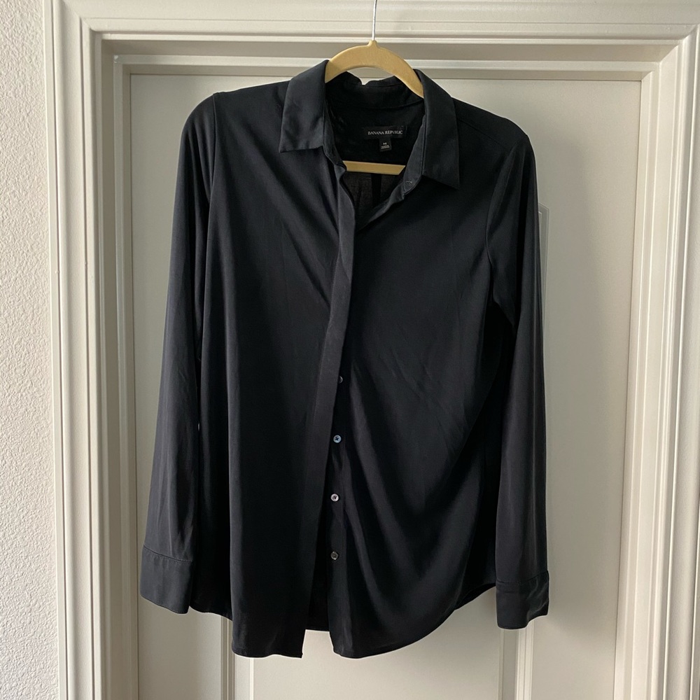 Soft black button down dress shirt